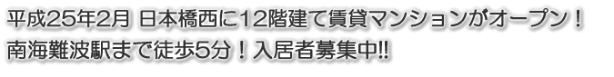 大阪 日本橋 新築 賃貸マンション